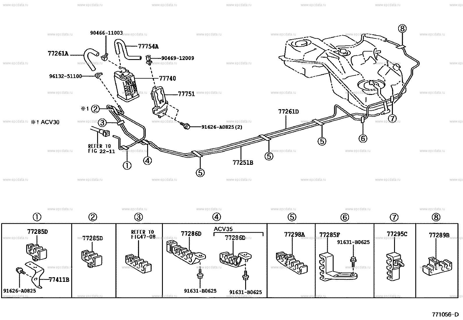 Топливный бак камри 70