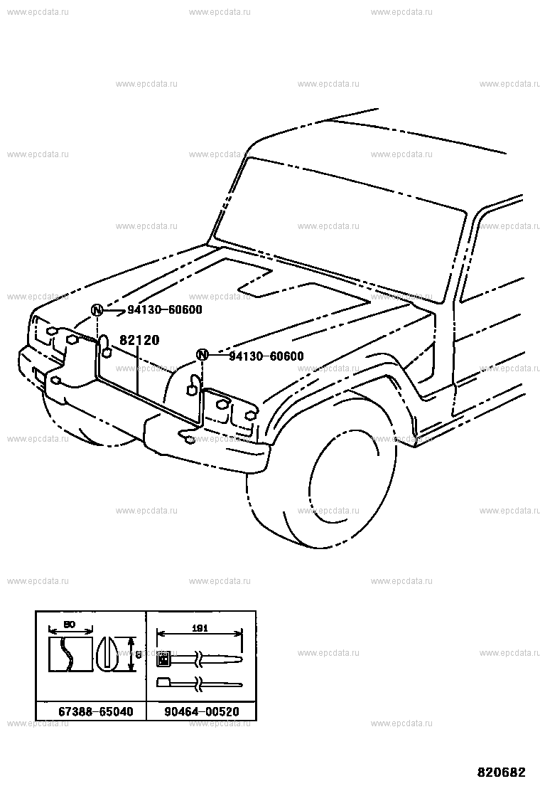 Wiring & clamp for Toyota Mega Cruiser XD20, 1 generation 01.1996