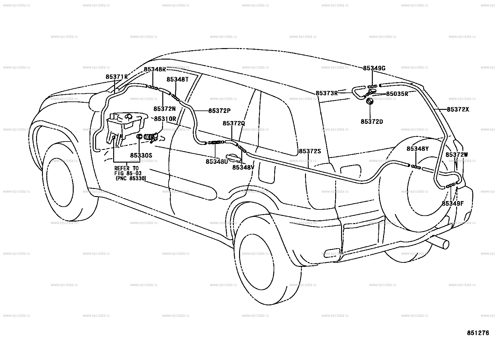 Омыватель заднего стекла для Toyota RAV4 XA20, 2 поколение, рестайлинг  08.2003 - 12.2005 - Запчасти для Toyota - Каталоги оригинальных запчастей -  Амаяма (Amayama)