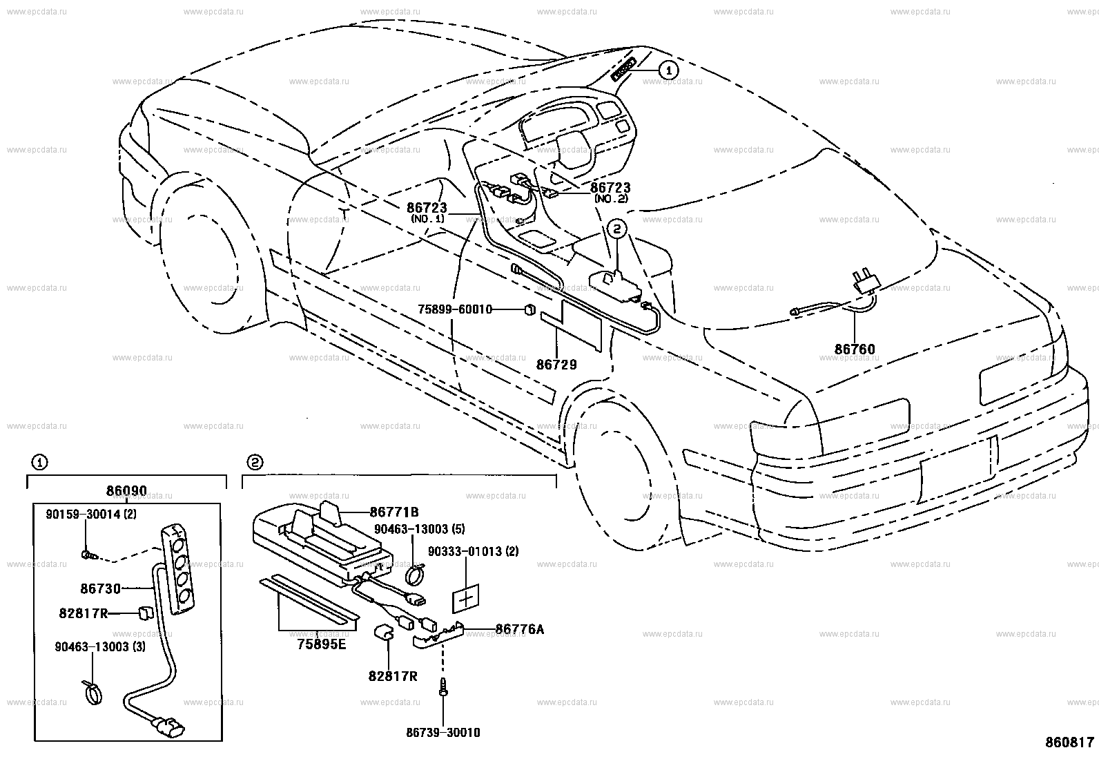 Телефон для Toyota Mark II X100, 8 поколение, рестайлинг 08.1998 - 09.2000  - Запчасти для Toyota - Каталоги оригинальных запчастей - Амаяма (Amayama)