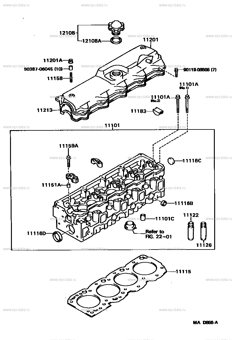 Cylinder head for Toyota Land Cruiser Prado J70, 1 generation 08.1987 ...