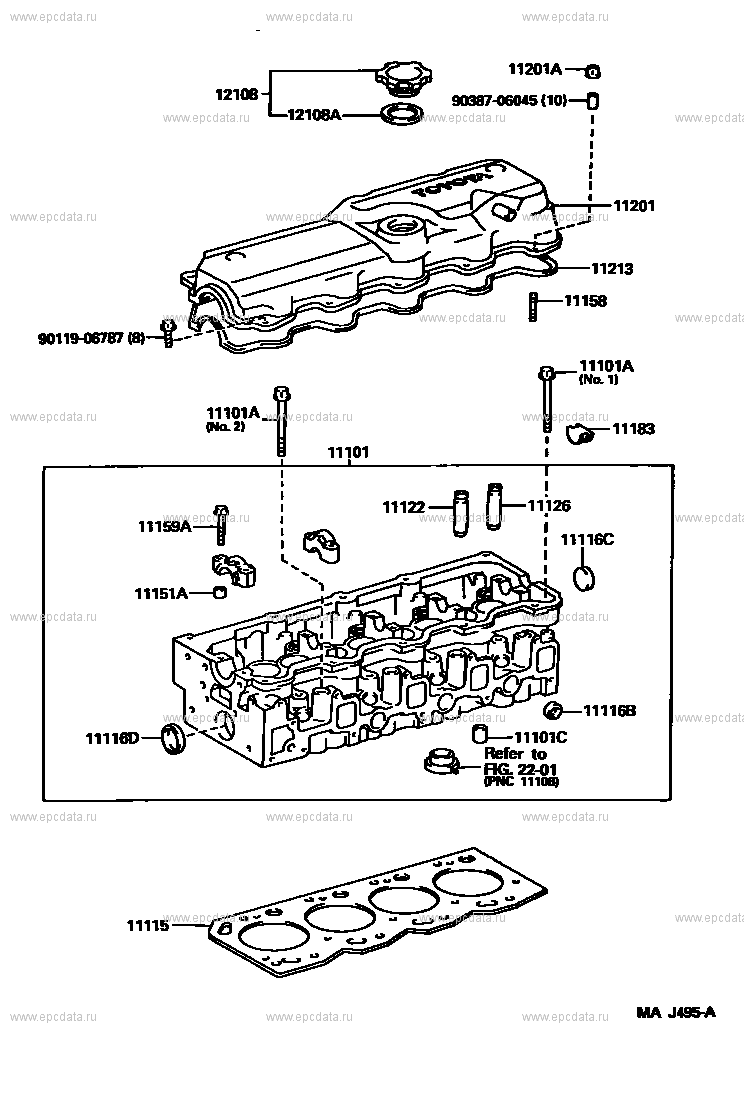 Cylinder head for Toyota Crown S150, 10 generation 12.1995 - 06.1997 ...