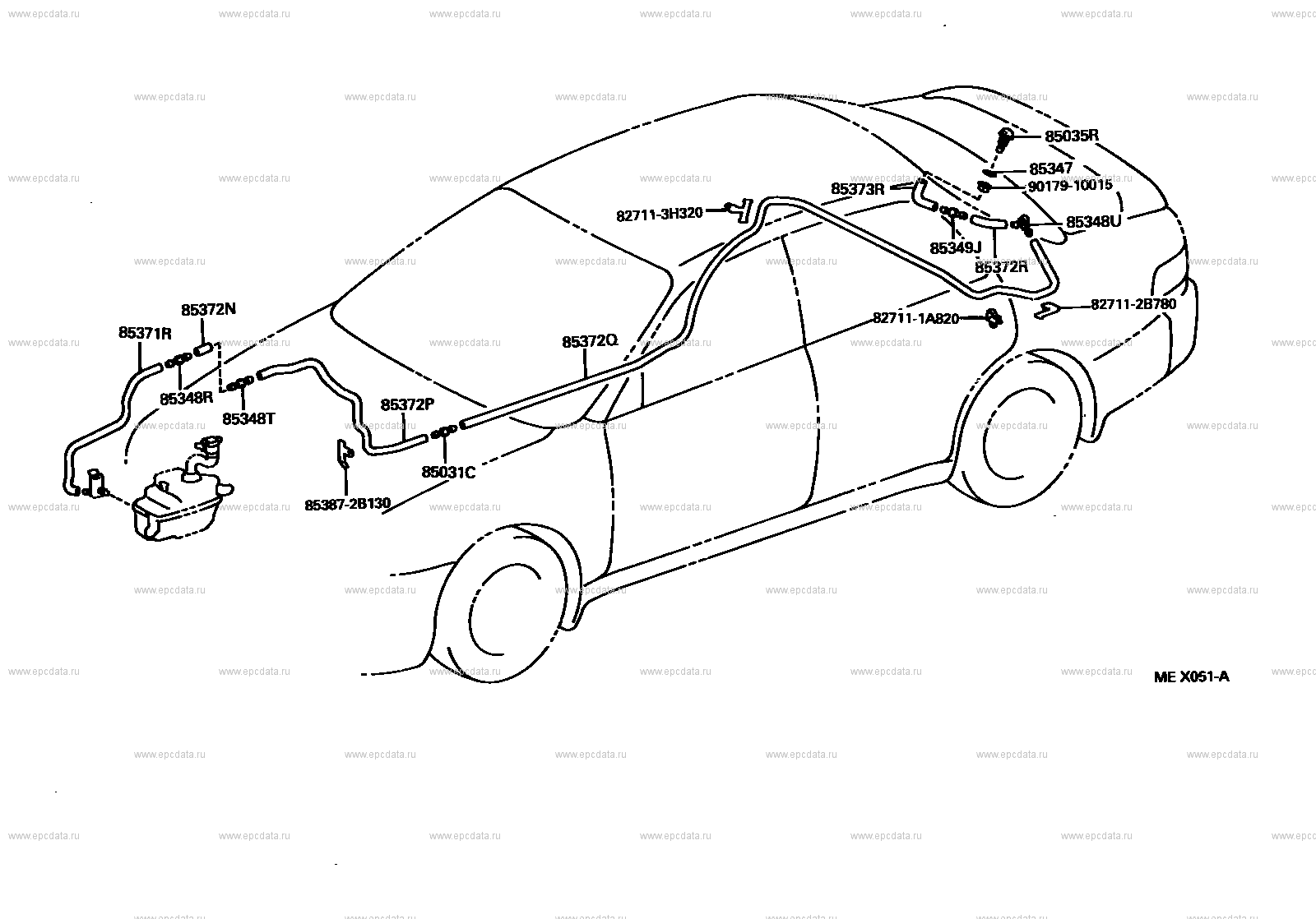 Омыватель заднего стекла для Toyota Carina ED T200, 3 поколение, рестайлинг  08.1995 - 12.1998 - Запчасти для Toyota - Каталоги оригинальных запчастей -  Амаяма (Amayama)