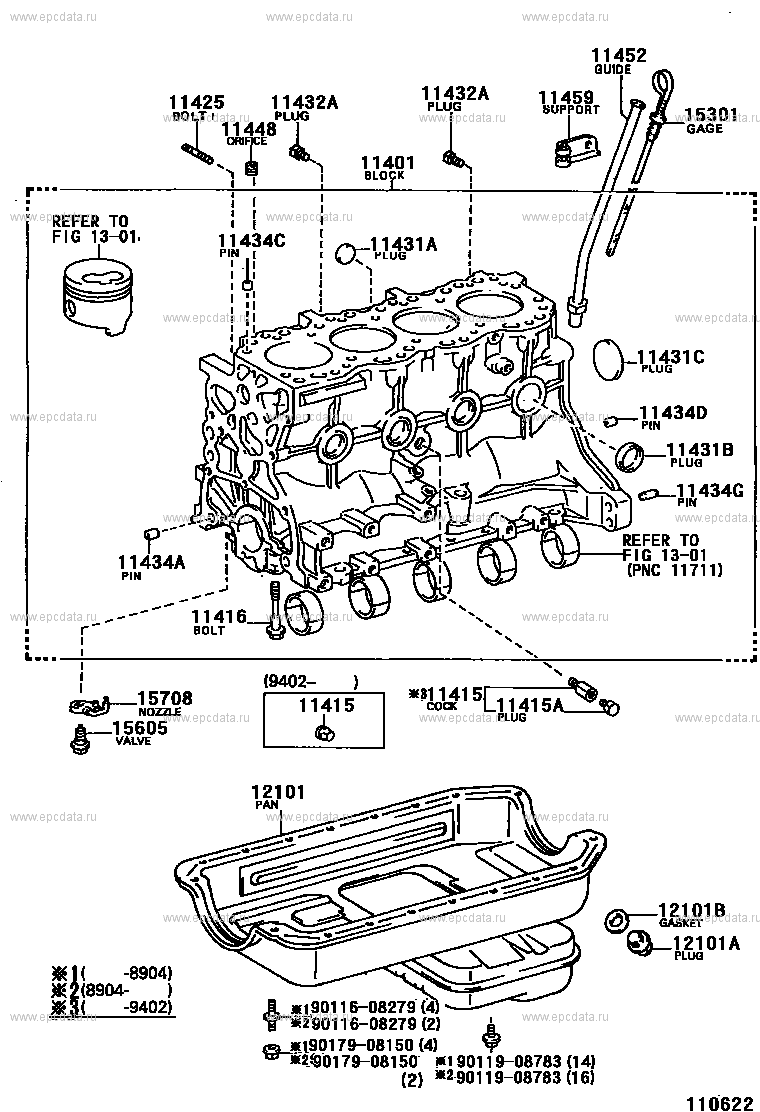 Cylinder Block For Toyota Hilux Surf N120, N130, 2 Generation 