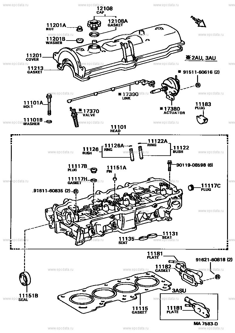 Cylinder head for Toyota Tercel L20, 2 generation 05.1982 - 10.1989 ...