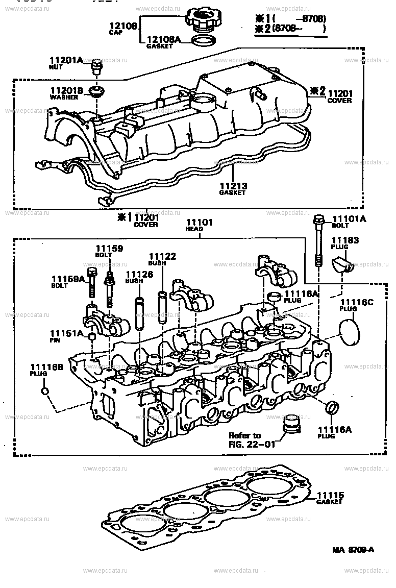 Cylinder head for Toyota Land Cruiser Prado J70, 1 generation 08.1987 ...