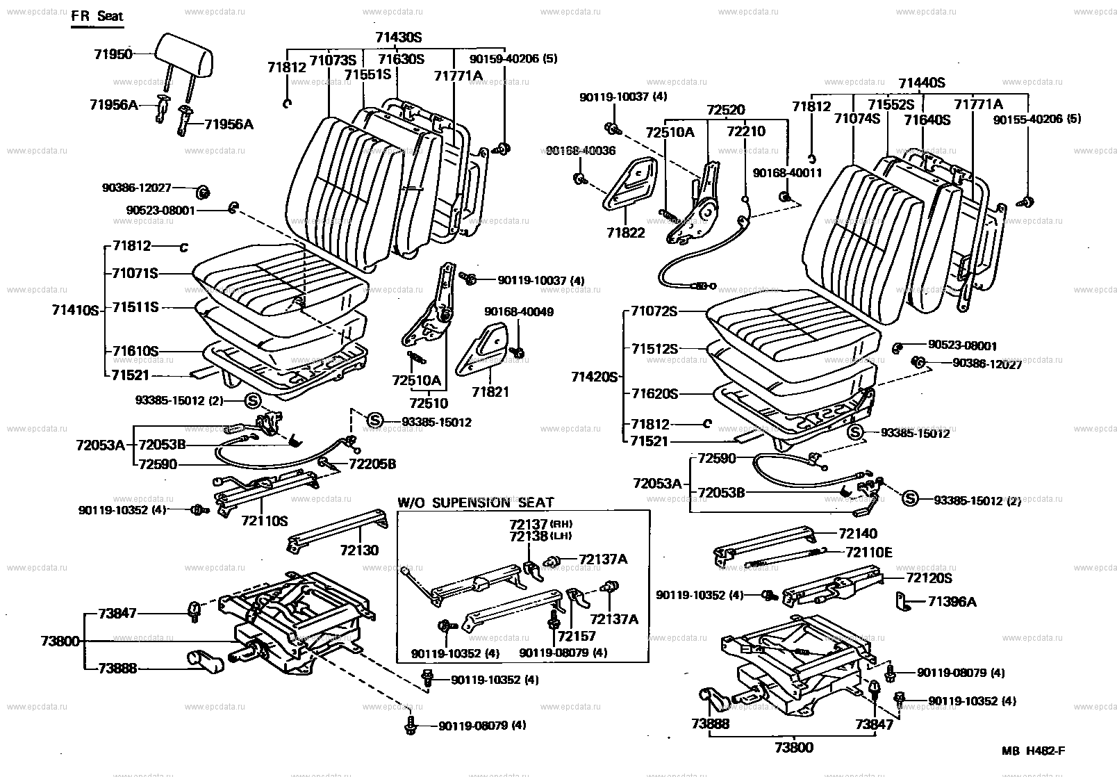 Seat & seat track for Toyota Land Cruiser 70, 8 generation 08.1987 