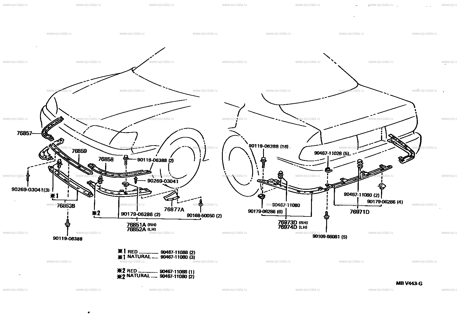Toyota Camry XV10 mudguard & spoiler, 4 generation 09.1991 