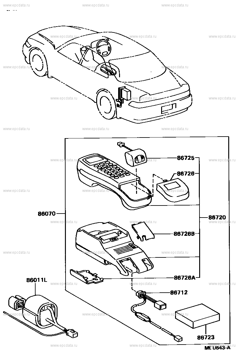 Телефон для Toyota Mark II X90, 7 поколение 10.1992 - 08.1994 - Запчасти  для Toyota - Каталоги оригинальных запчастей - Амаяма (Amayama)