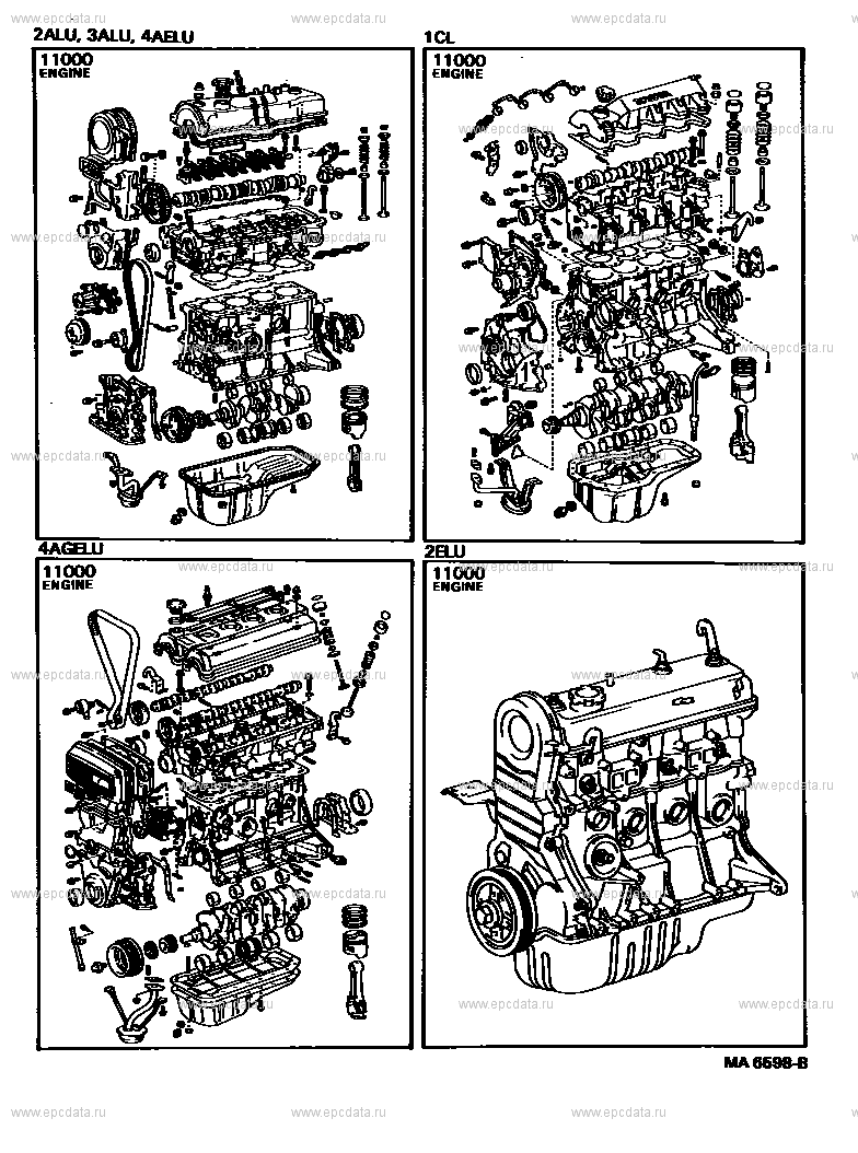 Partial engine assembly for Toyota Corolla E80, 5 generation 