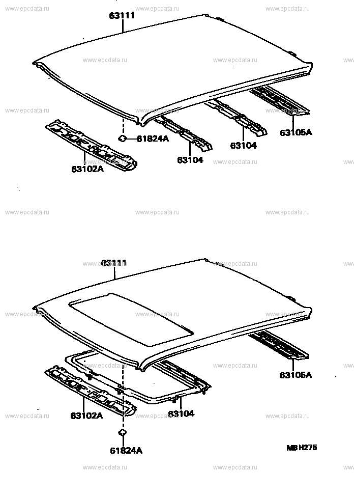 Roof panel & back window glass for Toyota Corolla FX 1 generation 10. ...