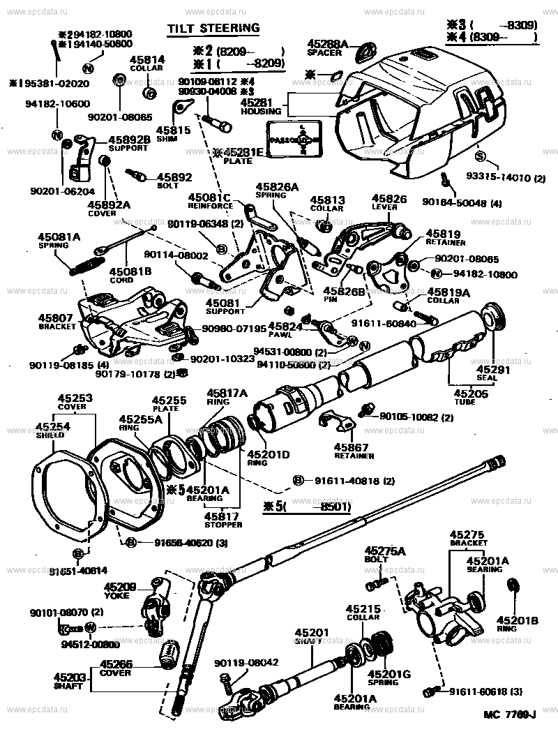 Steering column & shaft for Toyota Carina A60, 3 generation 09.1981 ...