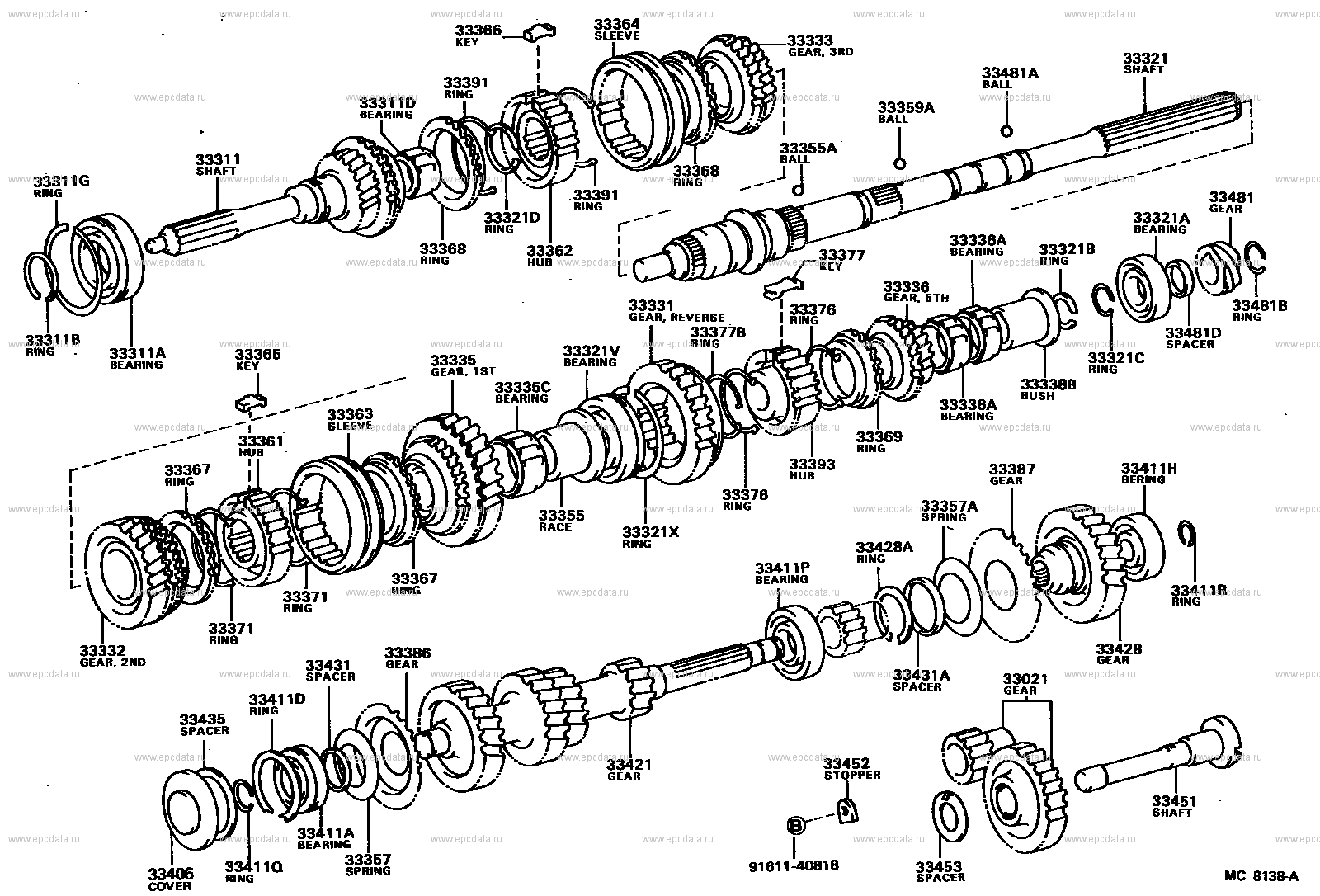 Transmission gear (mtm) for Toyota Corolla E70, 4 generation, restyling ...