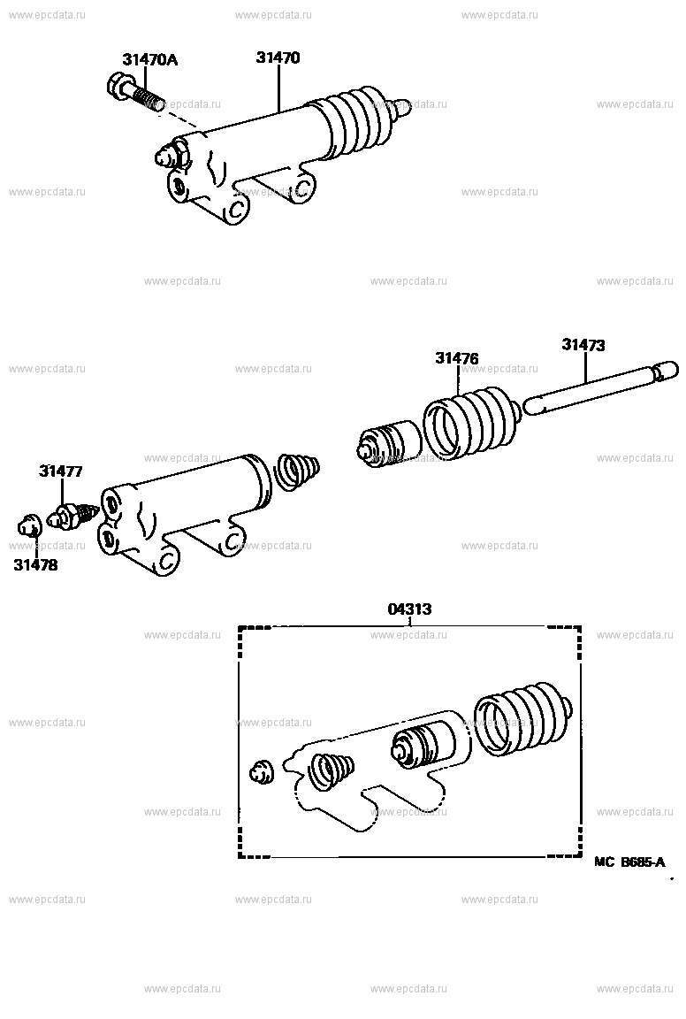 Clutch release cylinder for Toyota Land Cruiser 60, 7 generation ...