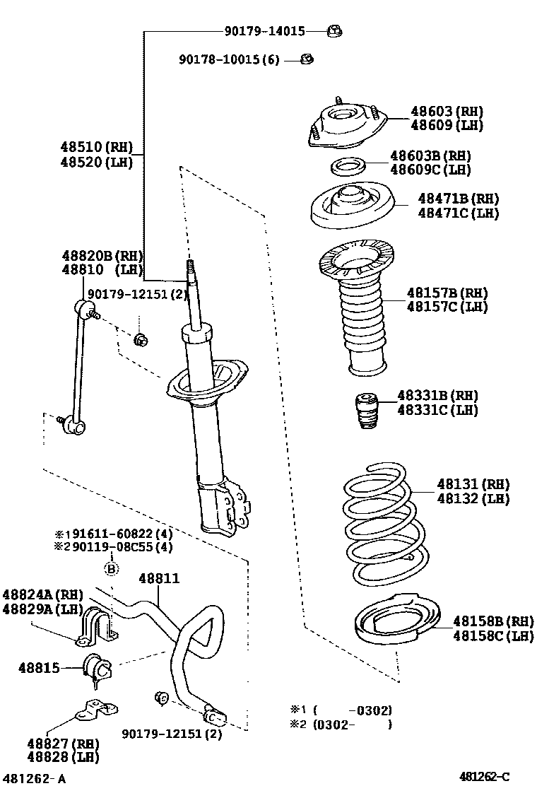 Front spring & shock absorber for Toyota Kluger V ACU20W - Amayama