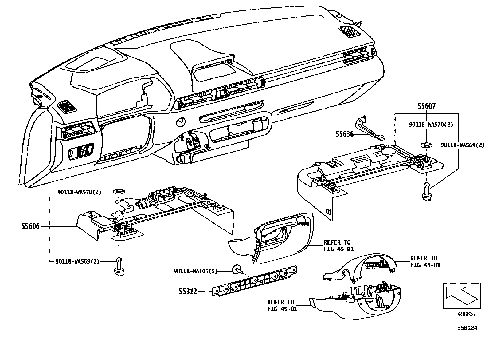 Instrument panel & glove compartment for Toyota Supra DB26 - Auto 