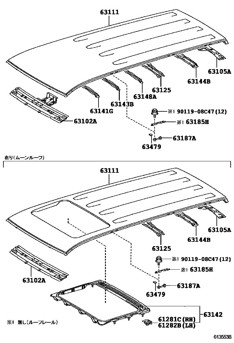 トヨタ (63111)ルーフ パネル-