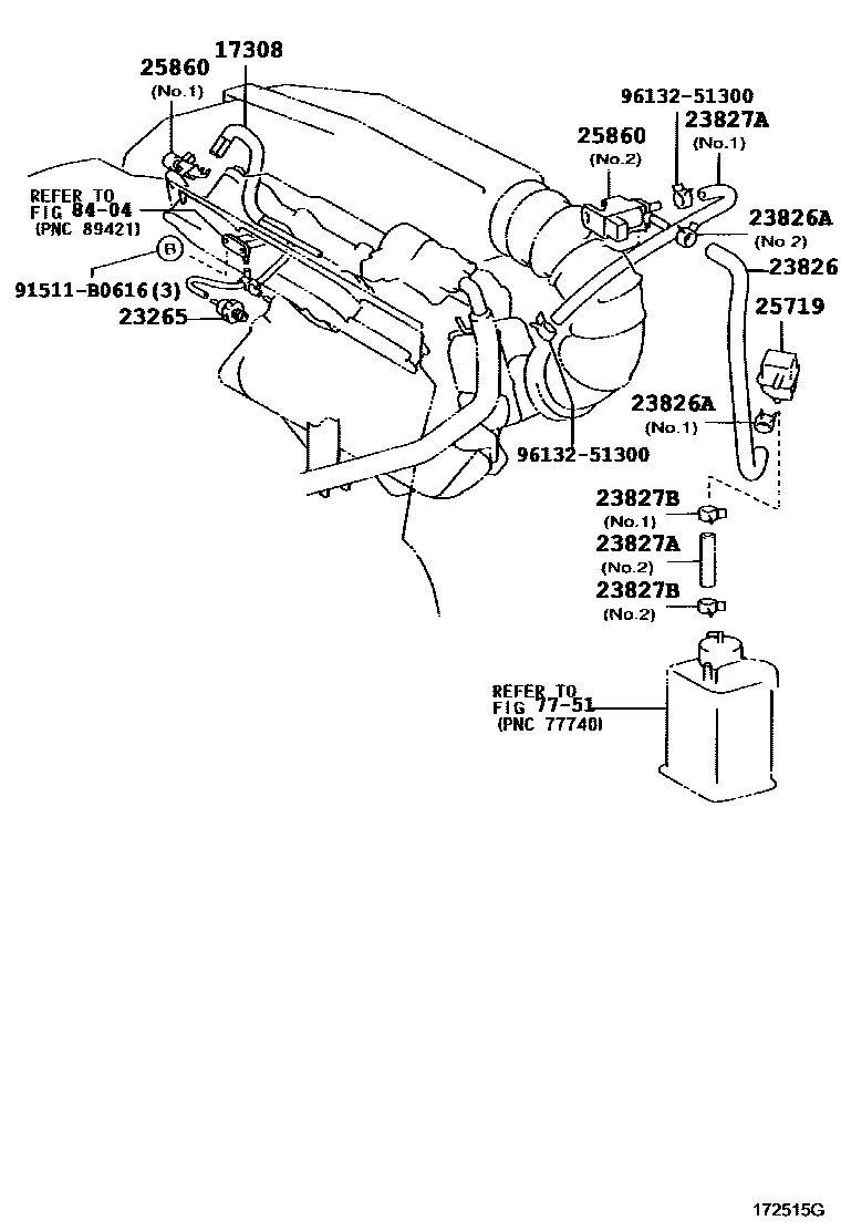 Vacuum piping for Toyota RAV4 ACA21W - Genuine parts - Amayama