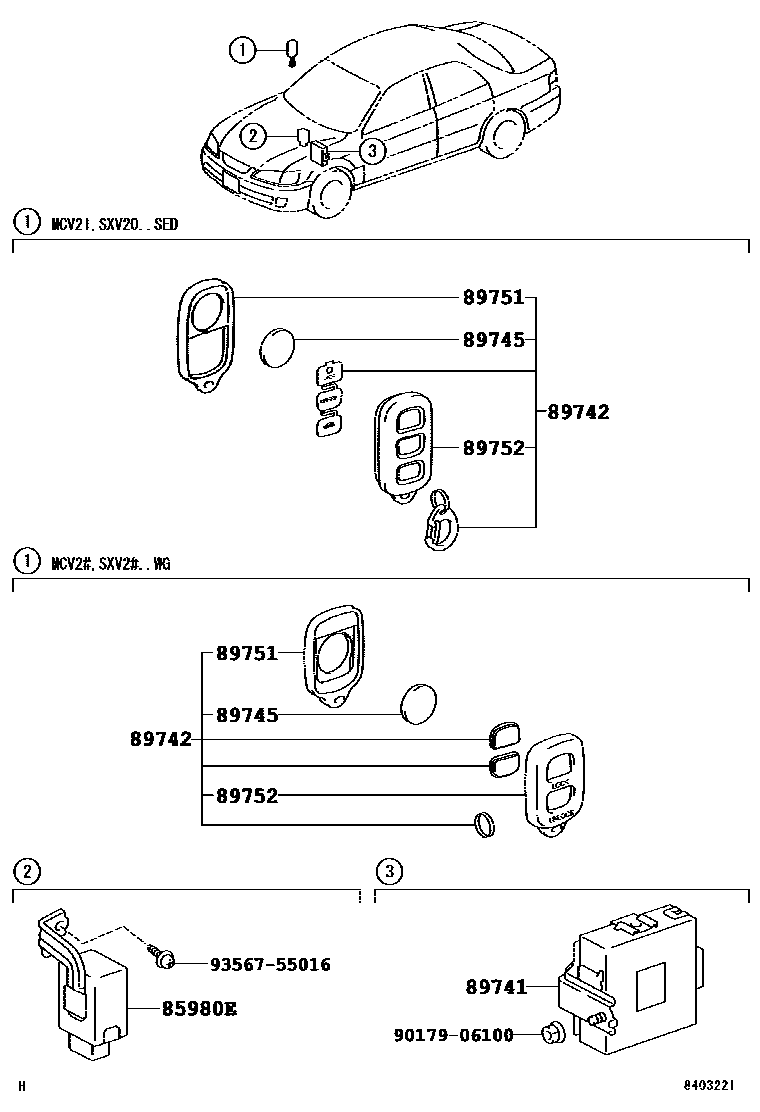 Wireless door lock for Toyota Camry Gracia SXV20 - Genuine parts 