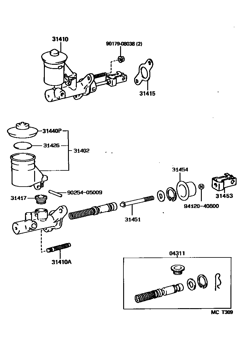 Clutch master cylinder for Toyota Corolla Levin AE110 Genuine parts
