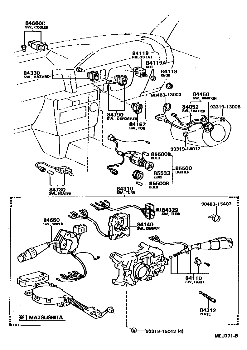 Switch & relay & computer for Toyota Carina ED ST163 - Genuine parts ...