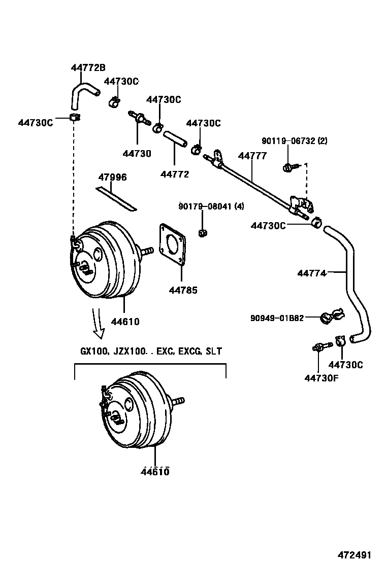 Brake Booster Vacuum Tube Cresta Gx