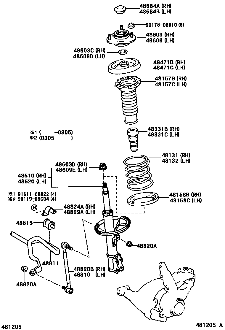 Front spring & shock absorber на Тойота Allex ZZE123 - Автозапчасти ...