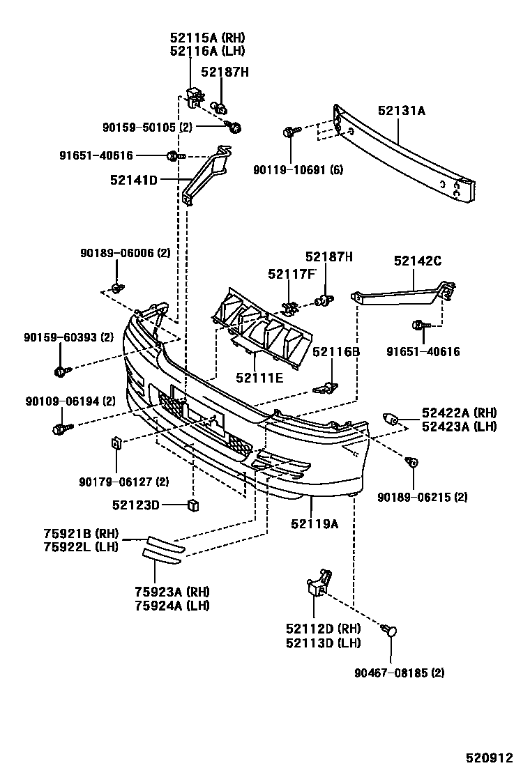 Front bumper & bumper stay на Тойота Таун Эйс KM85 - Запчасти - Амаяма  (Amayama)