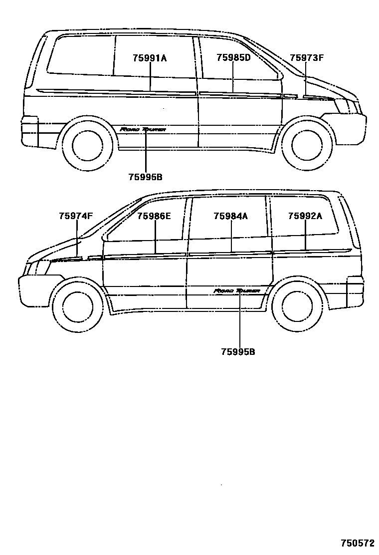 Body stripe на Тойота Town Ace Noah SR40G - Автозапчасти - Амаяма (Amayama)