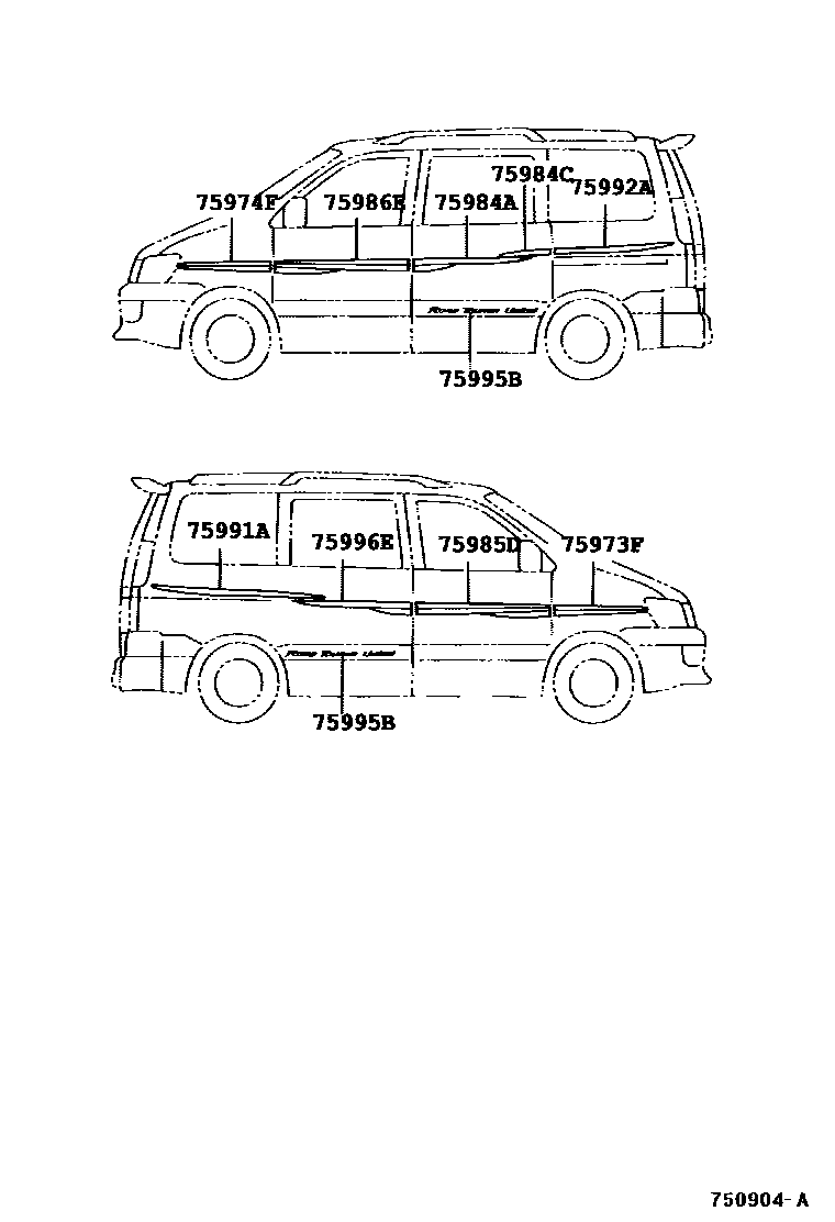 Body stripe на Тойота Town Ace Noah SR40G - Автозапчасти - Амаяма (Amayama)