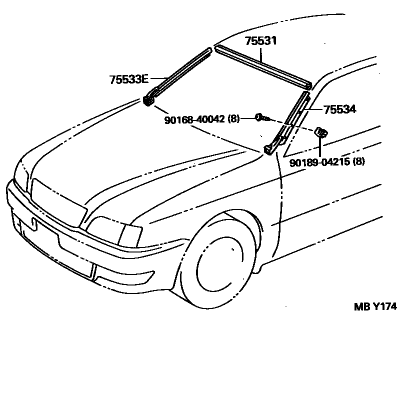 Front moulding for Toyota Vista CV40 - Genuine parts - Amayama