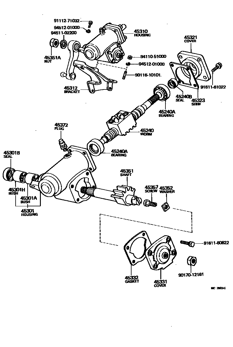 Steering Column And Shaft For Toyota Land Cruiser Prado Bj41v Genuine