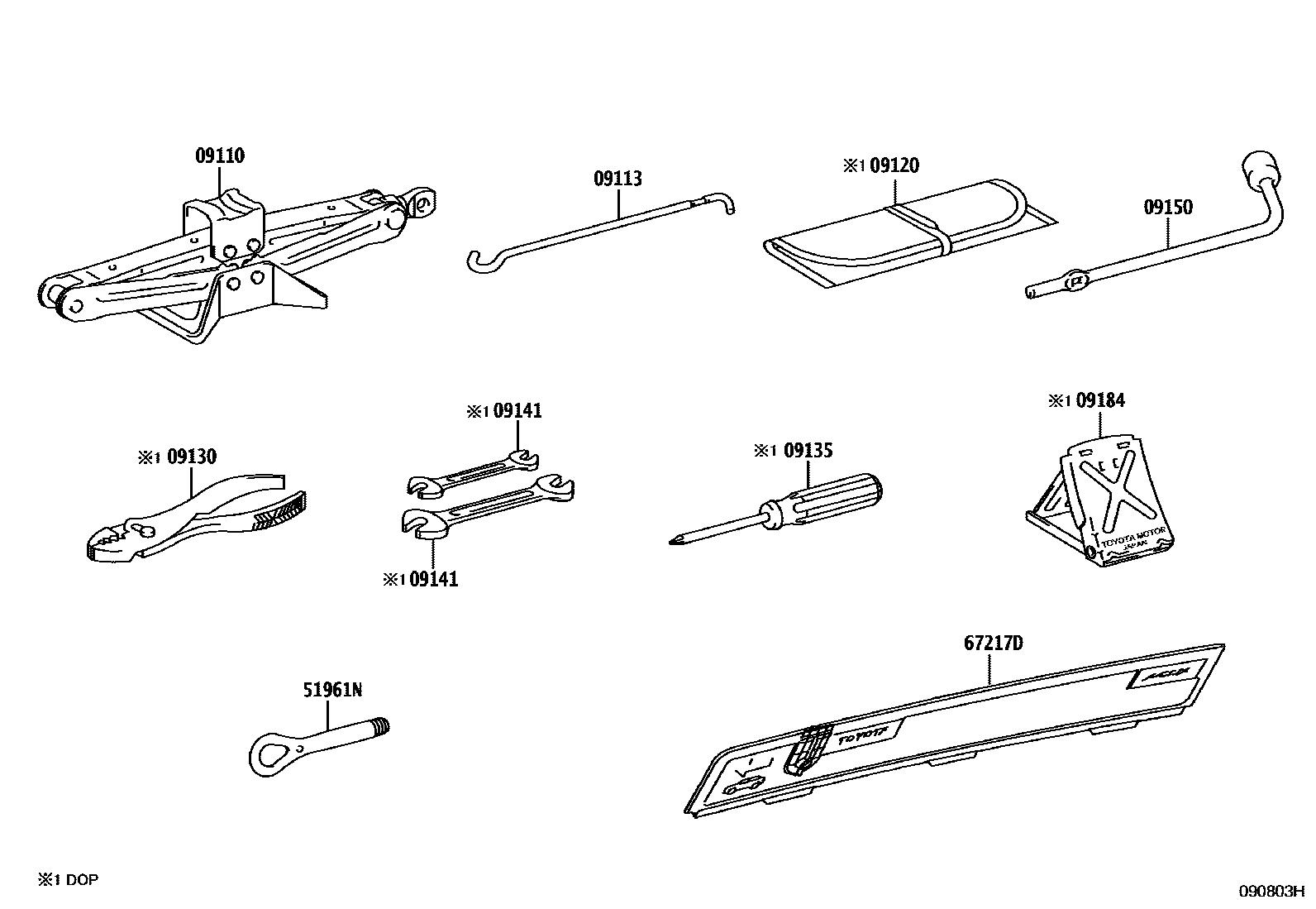 Standard tool for Toyota Prius ZVW51-AHXGB, 11.2015 - 12.2018