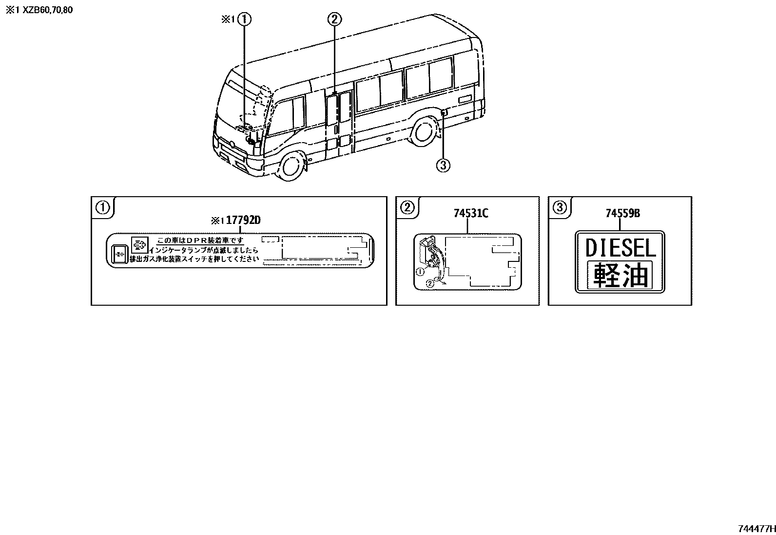 Caution plate for Toyota Coaster GDB70-ZXTNY, 01.2022