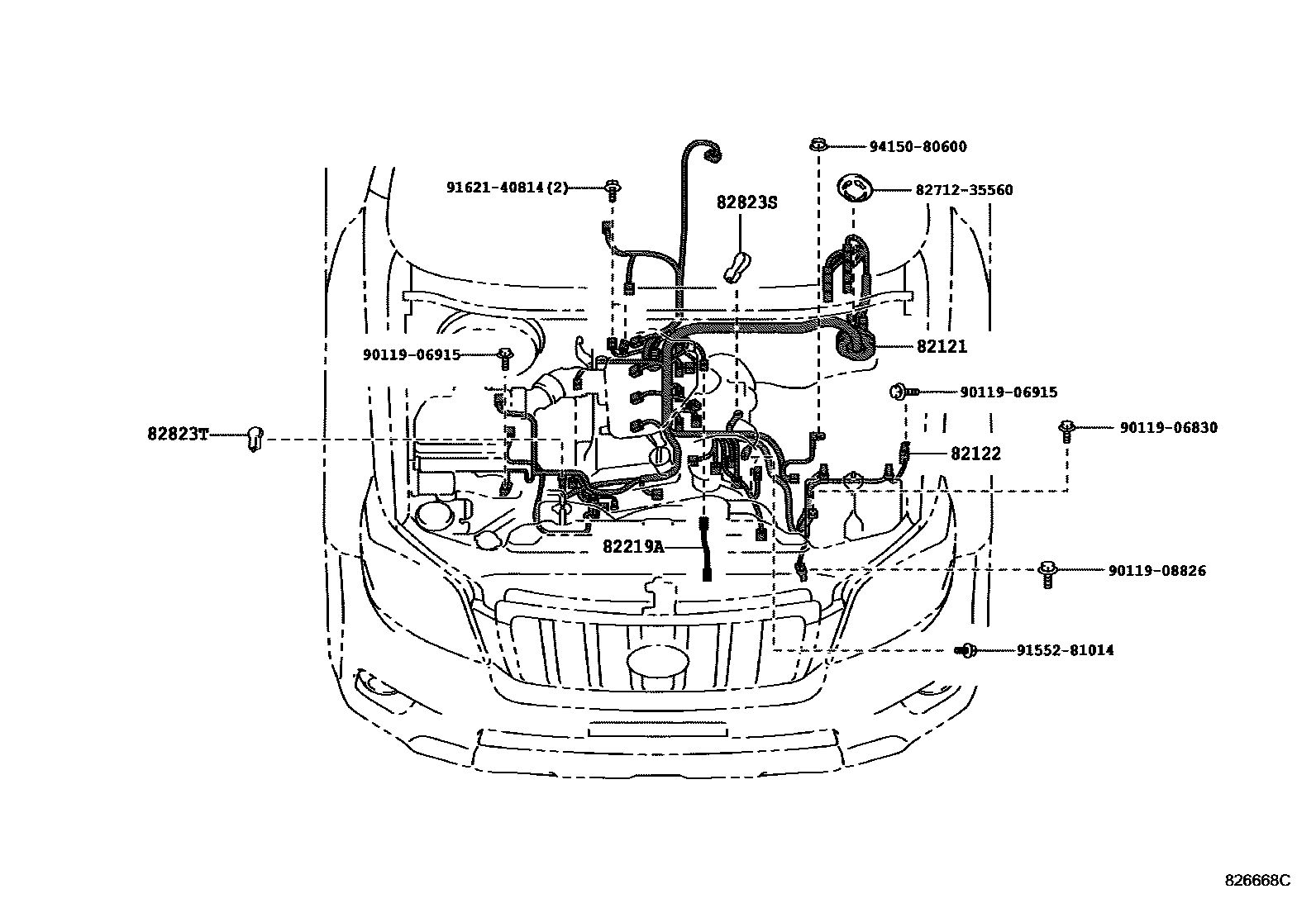 Wiring & clamp for Toyota Land Cruiser Prado TRJ150W-GKTEK