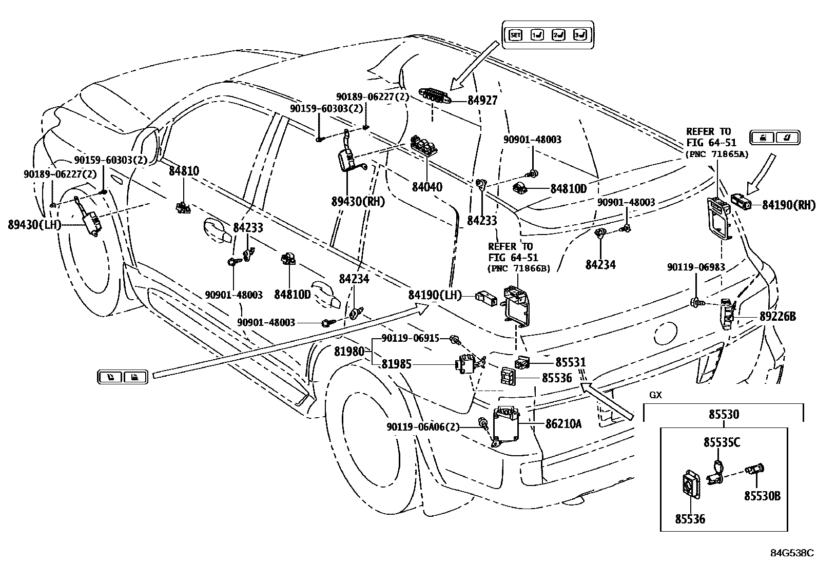 Switch & relay & computer for Toyota Land Cruiser URJ202W-GNTVK