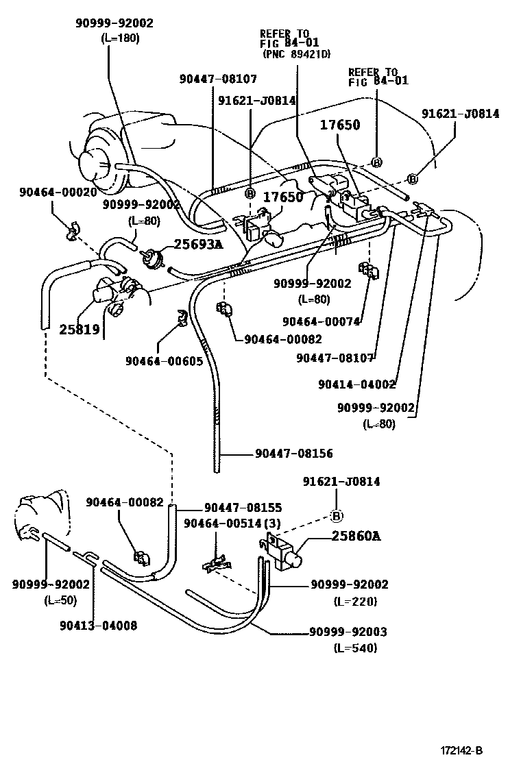 Vacuum piping for Toyota Land Cruiser Prado HZJ76K-RKPES, 08.1999