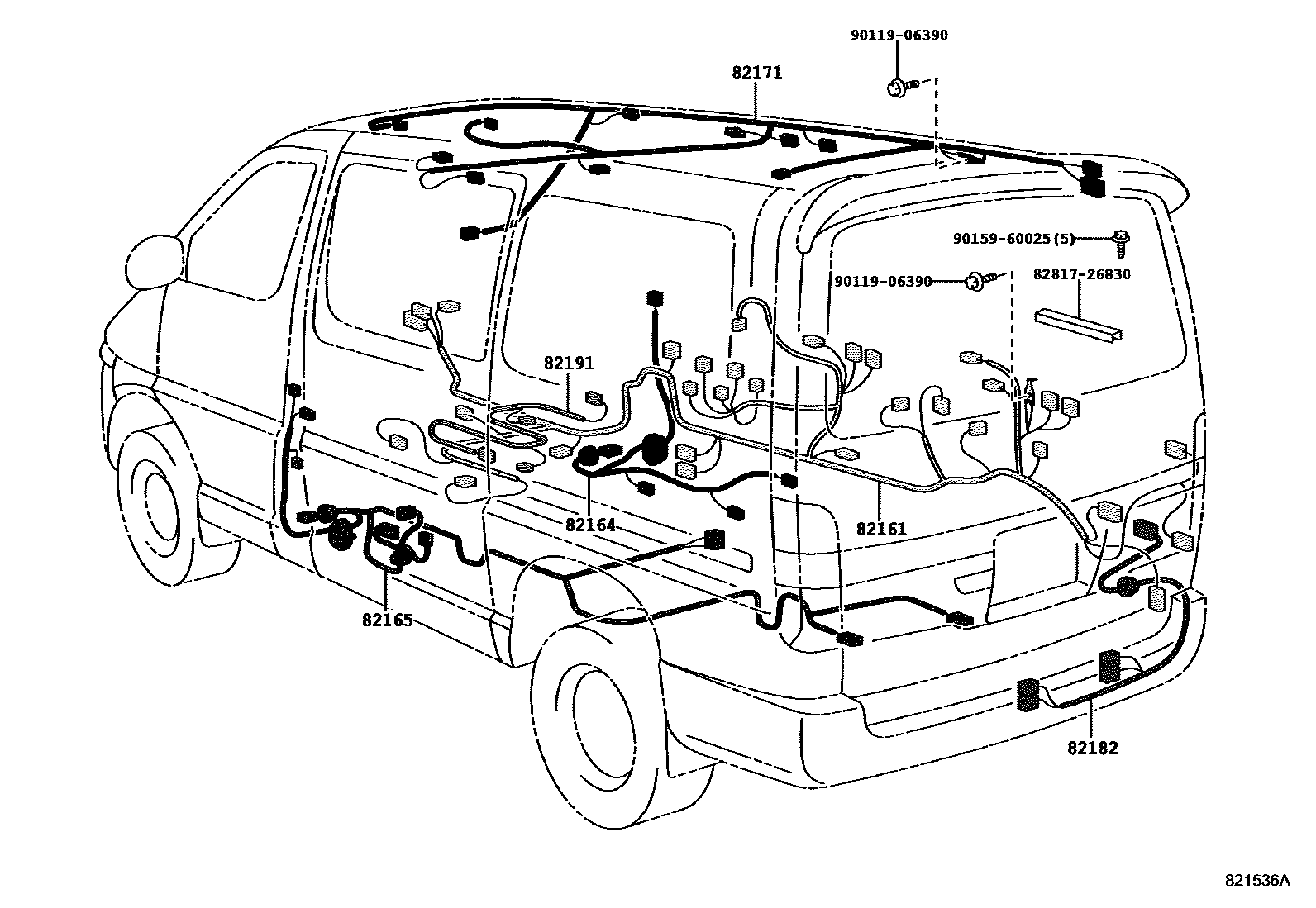 Wiring & clamp for Toyota Granvia / Grand Hiace VCH28K-QFSDK