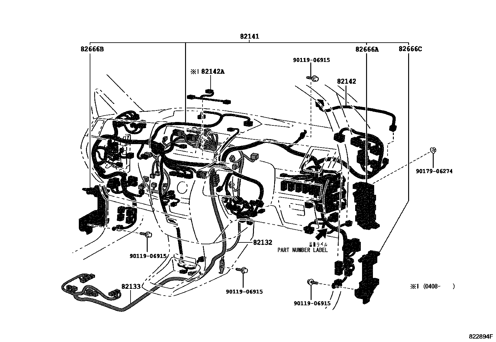 Wiring & clamp for Toyota Noah AZR60G-AREEH, 08.2004 - 06.2007