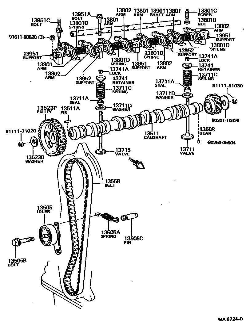 Camshaft & valve for Toyota Corolla AE82-EGMXE, 10.1984 - 04.1987
