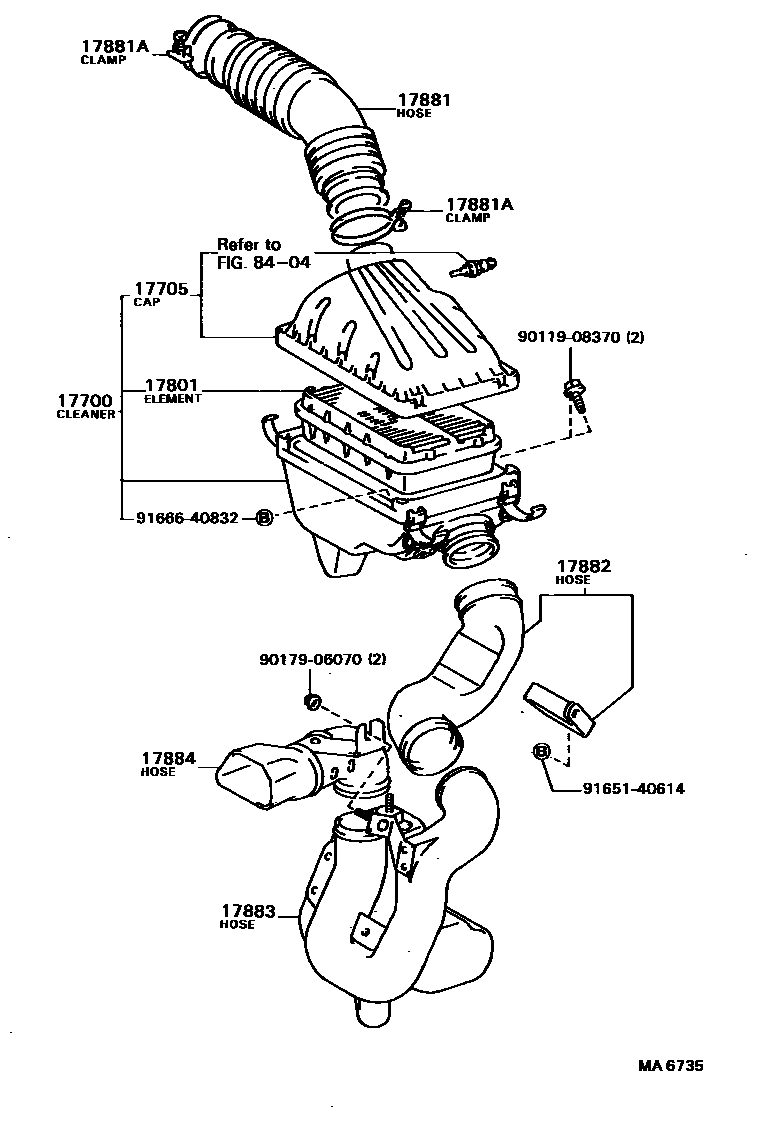 Air cleaner for Toyota Corolla AE82-ELPGE, 05.1983 - 04.1987