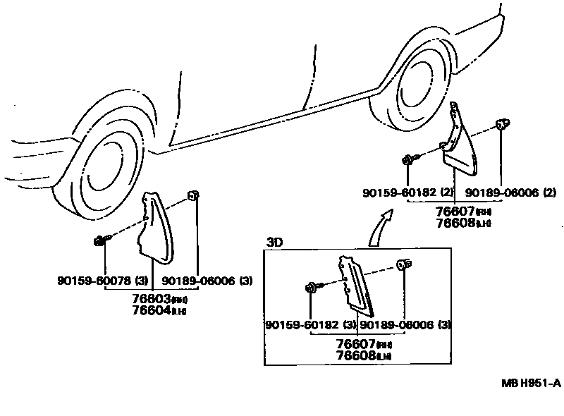 Mudguard & spoiler for Toyota Corolla AE81-EHHNS, 10.1984