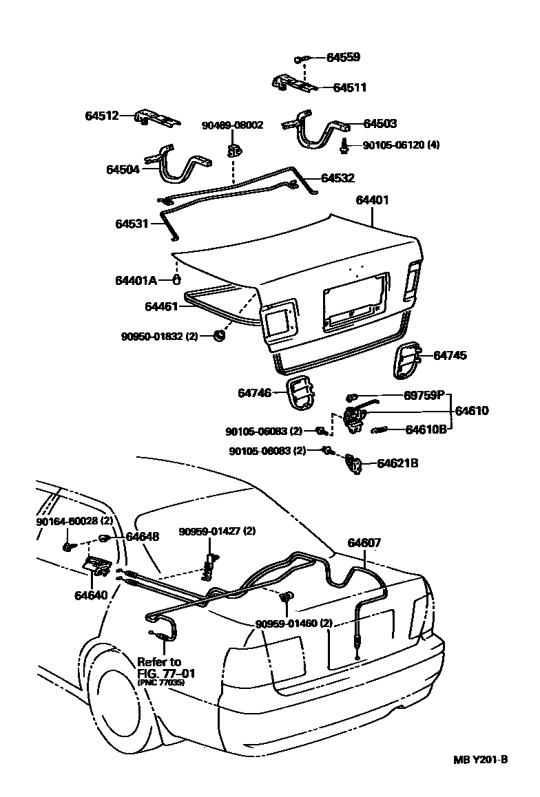 Luggage compartment door & lock for Toyota Camry SV40-AEMMK