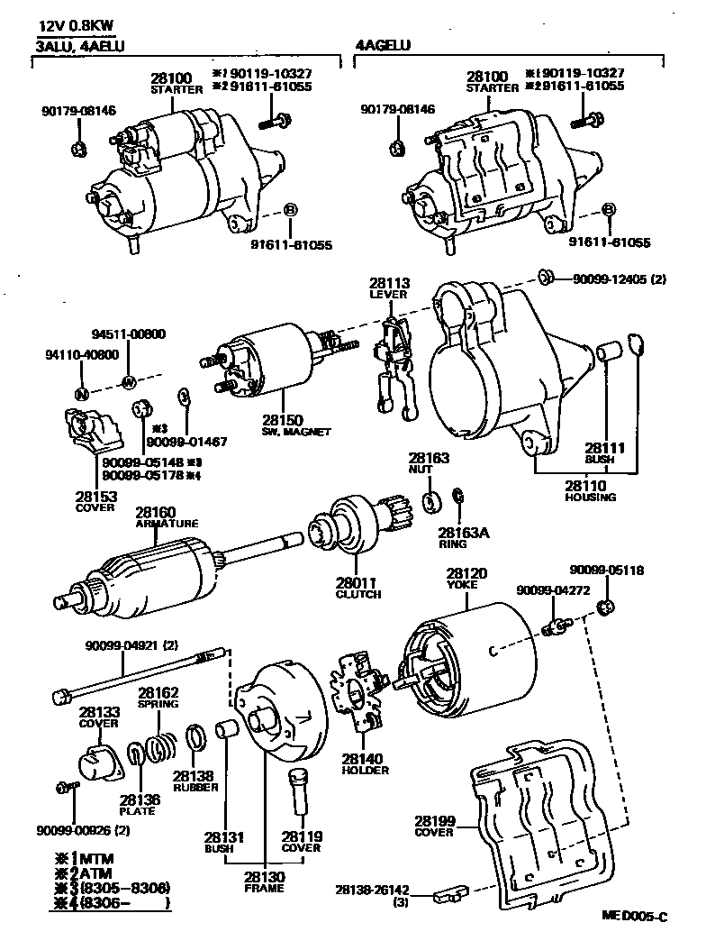 Starter for Toyota Corolla AE81-EGKDS, 10.1984 - 04.1987 - Toyota