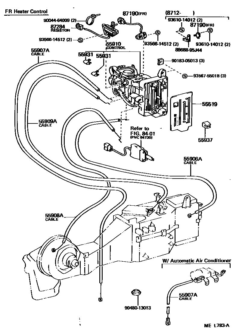Heating & air conditioning - control & air duct for Toyota Hiace LH66V ...