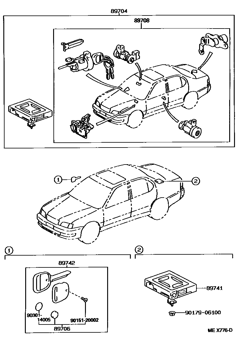 サブ Wireless door lock for Toyota Vista SV40-AEMGK, 06.1994 - 06.1998