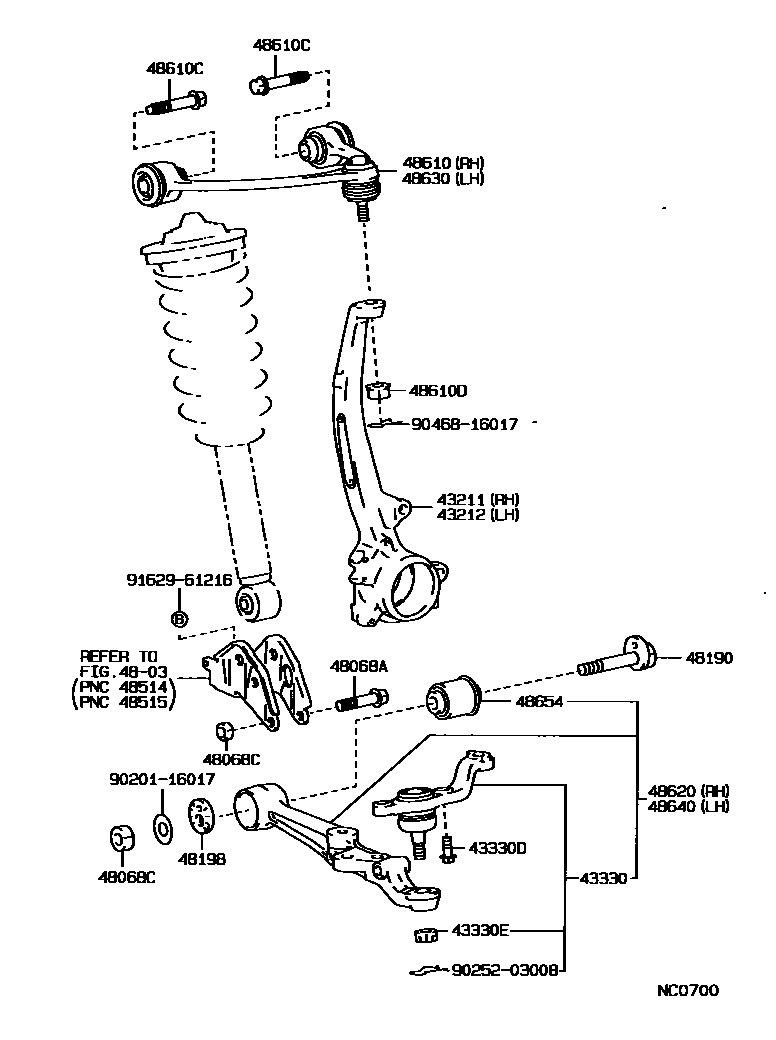 Front axle arm & steering knuckle for Lexus LS400 UCF10L - Auto parts ...