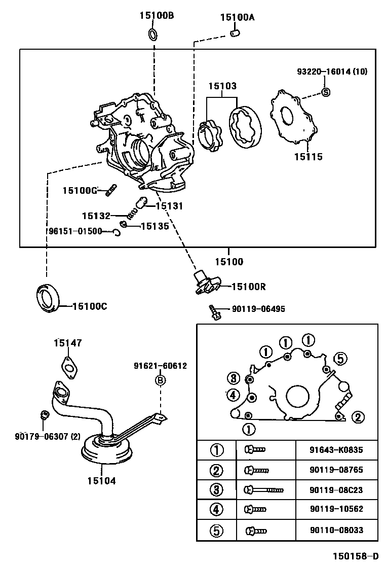 Engine oil pump for Lexus LS400 XF20, 2 generation, restyling 09.1997