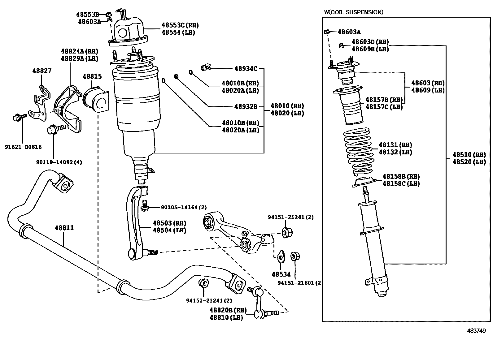 Front spring & shock absorber for Lexus LS460 XF40, 4 generation, 2 ...