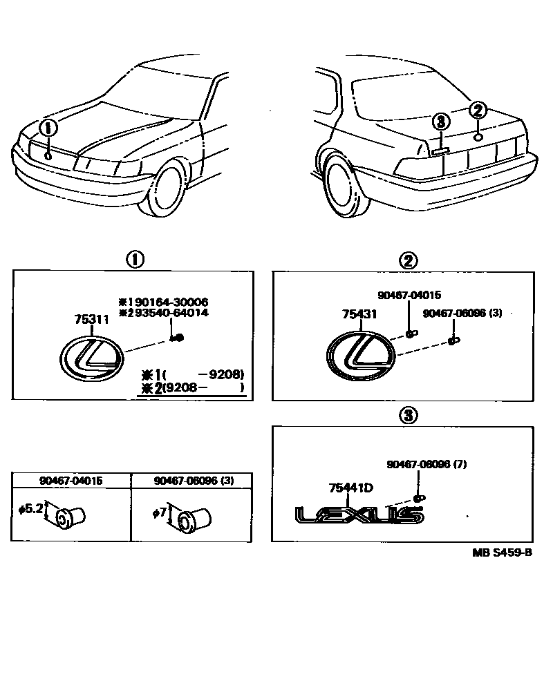 Эмблемы и названия для Lexus LS400 XF10, 1 поколение 05.1989 - 08.1992 -  Запчасти для Lexus - Каталоги оригинальных запчастей - Амаяма (Amayama)